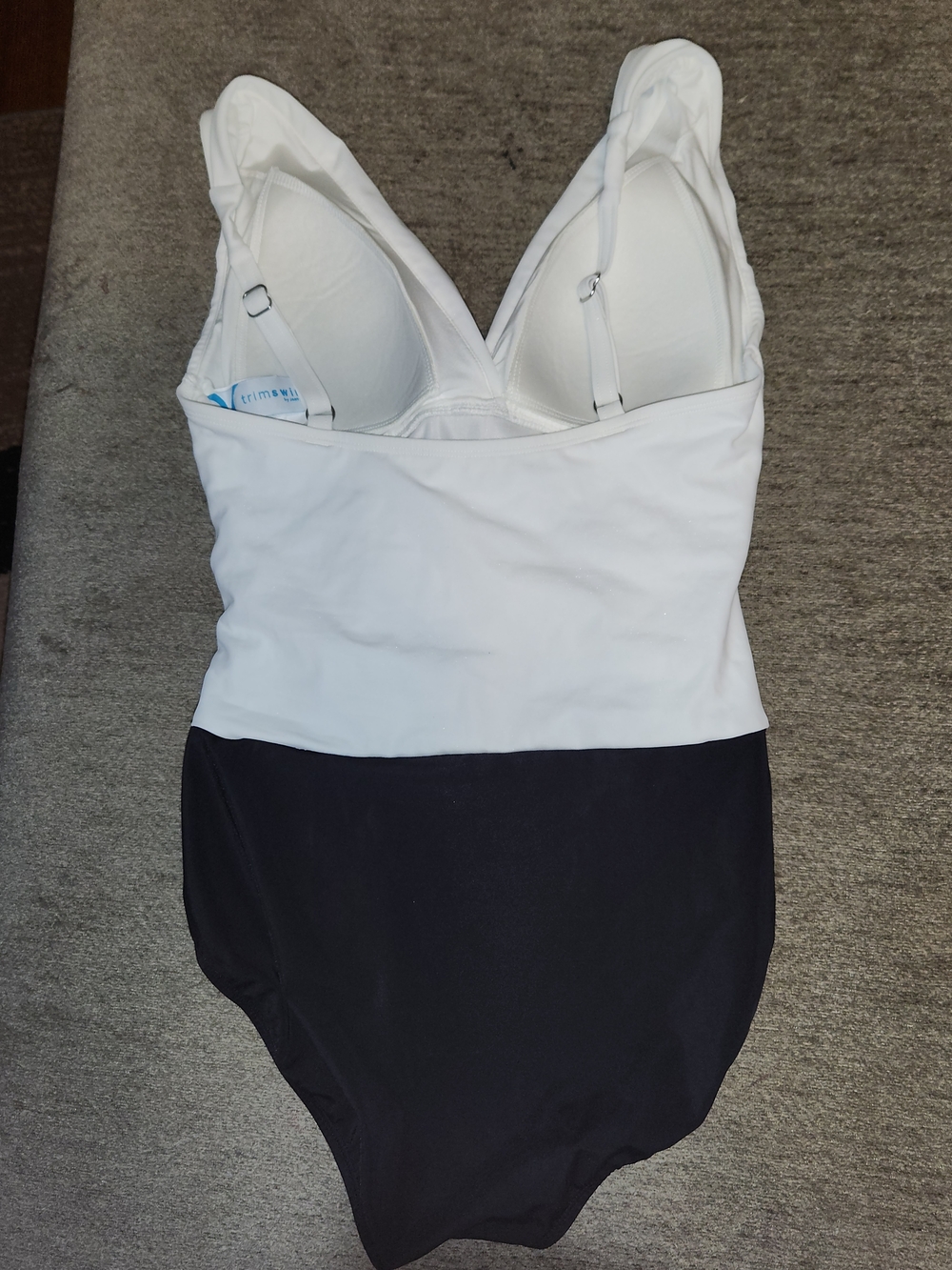Jantzen's Trimshaper White & Black Two-Tone Trim Swim One-Piece - Picture 2 of 5
